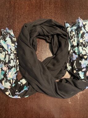 J.Jill Black Floral Trim Scarf
